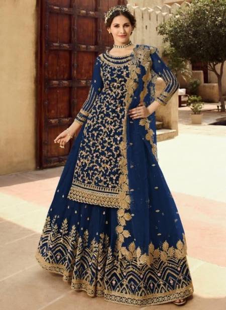 Navy Blue Colour Glossy Simar Amyra Shaivi New Latest Designer Soft Net Salwar Suit Collection 15030 F